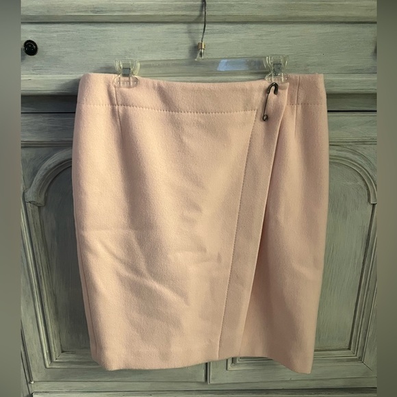 Vintage Carlisle Light Baby Pink Wool Angora Faux Wrap Safety Pin Pencil Skirt - Picture 1 of 6